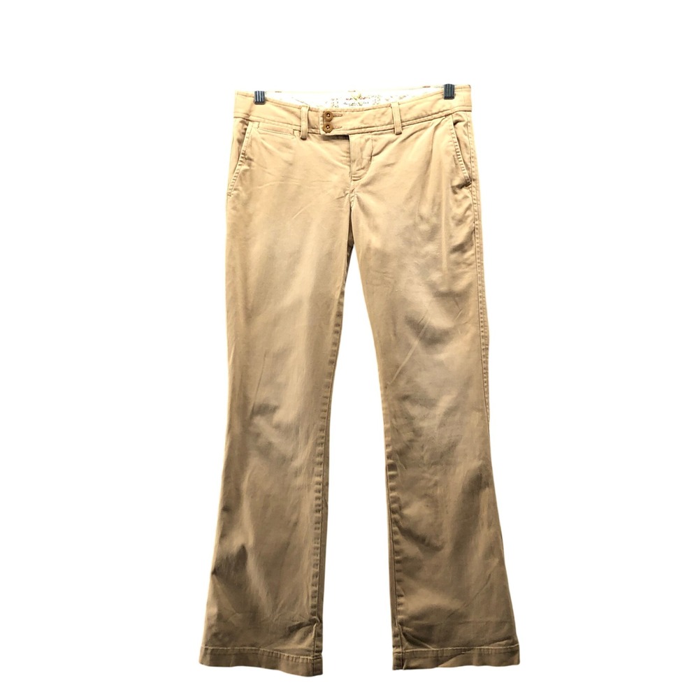VTG Y2K Abercrombie & Fitch Boot Cut Low Rise Chino Pants Womens 2S 2P Tan